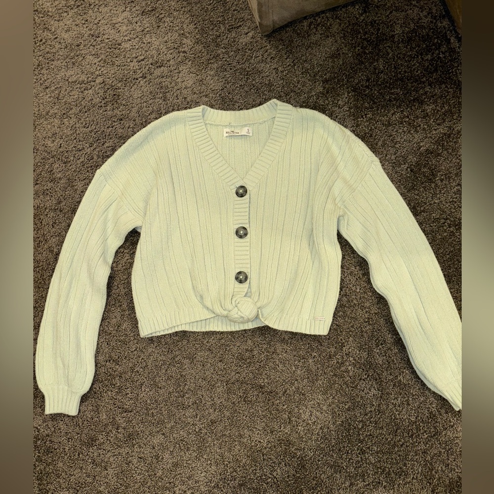 Hollister green button down sweater size small